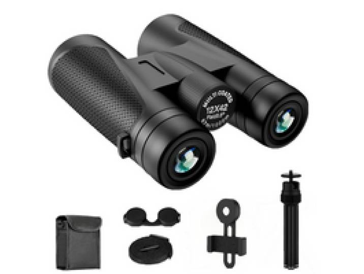 12 × 42 HD compacte verrekijker, verrekijker voor volwassenen, nachtkijker (verrekijker, focusknop, hoge vergroting, statiefbevestiging, antislip)
