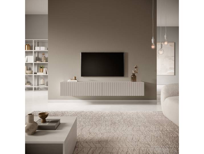 Meuble TV mural Telire Panneau de particules revêtu Beige/Cachemire 175cm