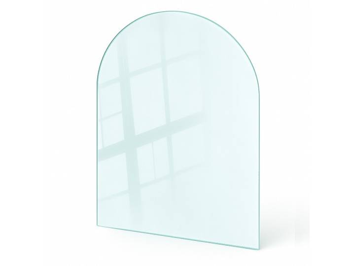 KAMINBODENPLATTE 80x70 cm Grabsteinform transparent