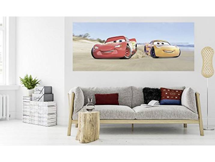 Komar Disney Vlies Fototapete CARS BEACH 100 x 250 cm Tapete, Wand Dekoration Auto, Rennauto, Sport, Kinderzimmer 003-DVD1