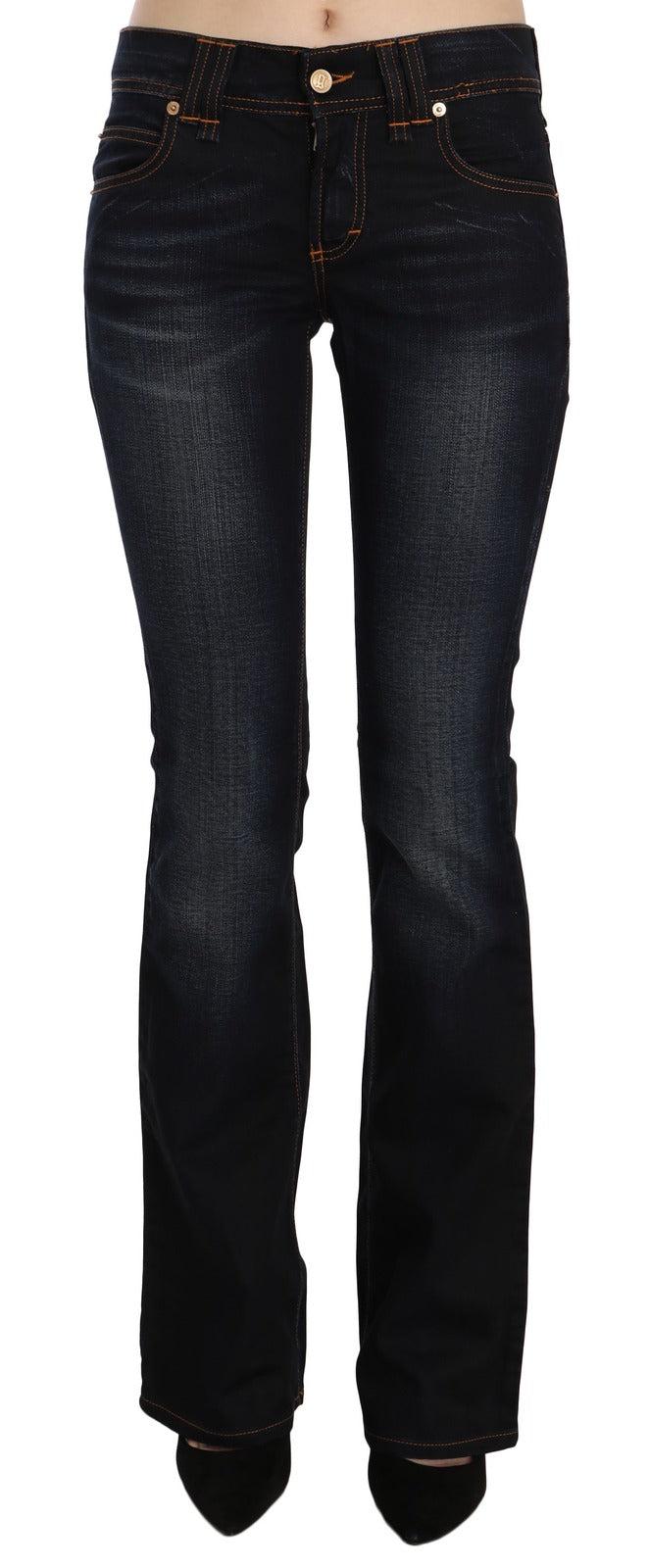 John Galliano Blauwe Gewassen Midden Taille Regular Leg Bootcut Spijkerbroek