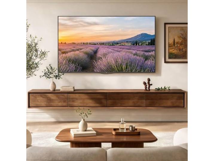 WYZSIINK Schwebender TV-Ständer Mit Klapptüren & Schubladen Wandmontierte Entertainment-Konsole Für Wohnzimmer & Büro(BrownC,200cm)