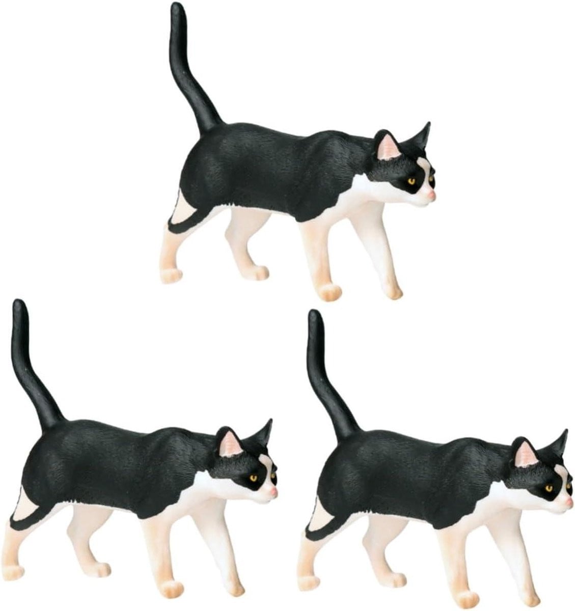 Set van 3 schattige cartoon kattenornamenten voor decoratie op tafel