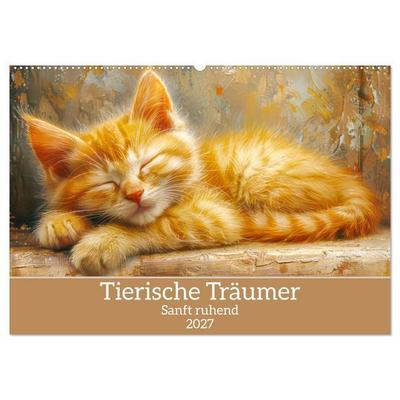 Tierische Träumer - Sanft ruhend (Wandkalender 2027 DIN A2 quer), CALVENDO Monatskalender