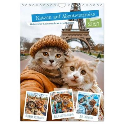 Katzen auf Abenteuerreise - Globetrotter-Katzen entdecke ferne Kulturen (Wandkalender 2027 DIN A4 hoch), CALVENDO Monatskalender