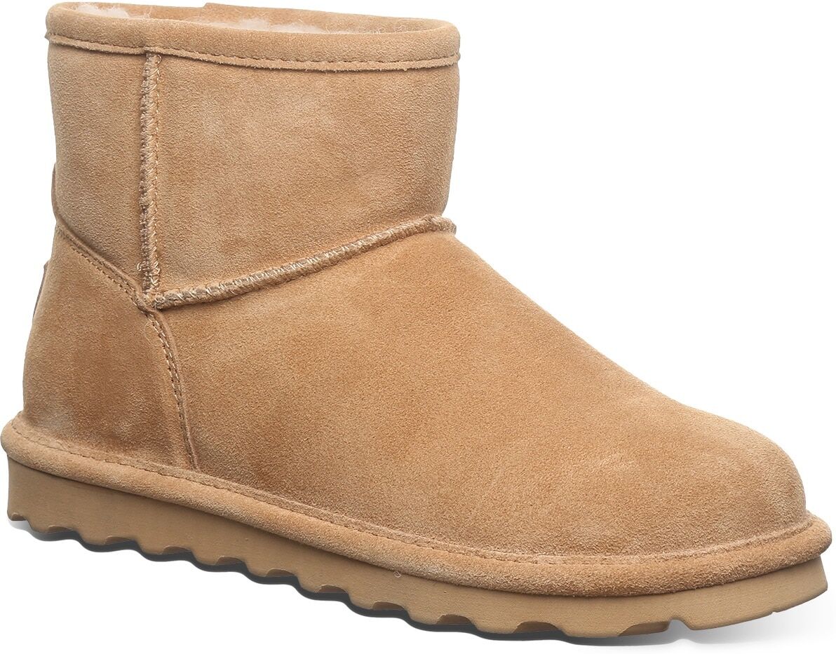 Winterboots BEARPAW "Alyssa", Damen, Gr. 36, braun (hellbraun), Veloursleder, Schuhe Winterboots, Schlupfstiefel mit wasserabweisender NeverWet Imprägnierung hellbraun 36