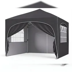 COSTWAY Faltpavillon 3x3m, 4 abnehmbare Seitenwände, Pop-Up, UV-Schutz, wasserabweisend, Gartenzelt mit Tasche, Schwarz