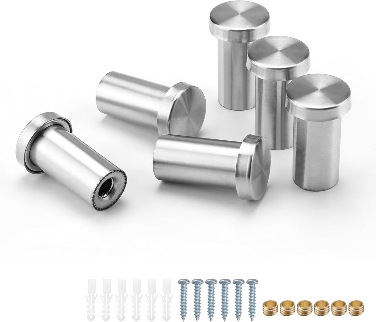 Set van 6 RVS kledinghaken voor wandmontage voor handdoeken, kleding en accessoires