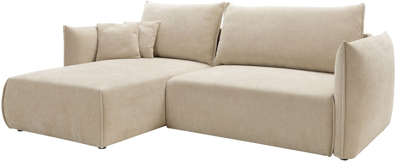 Vente-unique Linkes Ecksofa CARISU aus strukturiertem Beige-Stoff, umwandelbar
