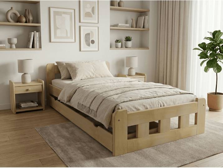 Hochbett Naomi 90 x 200 cm, Kiefer Matratze: Ohne Matratze, Lattenrost: Ohne Lattenrost