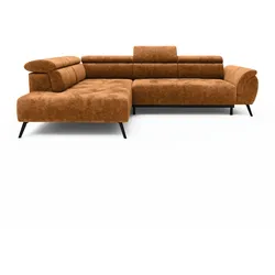 Ecksofa Ottomane links Chenille 284x208x79 rostfarben VALENTINA