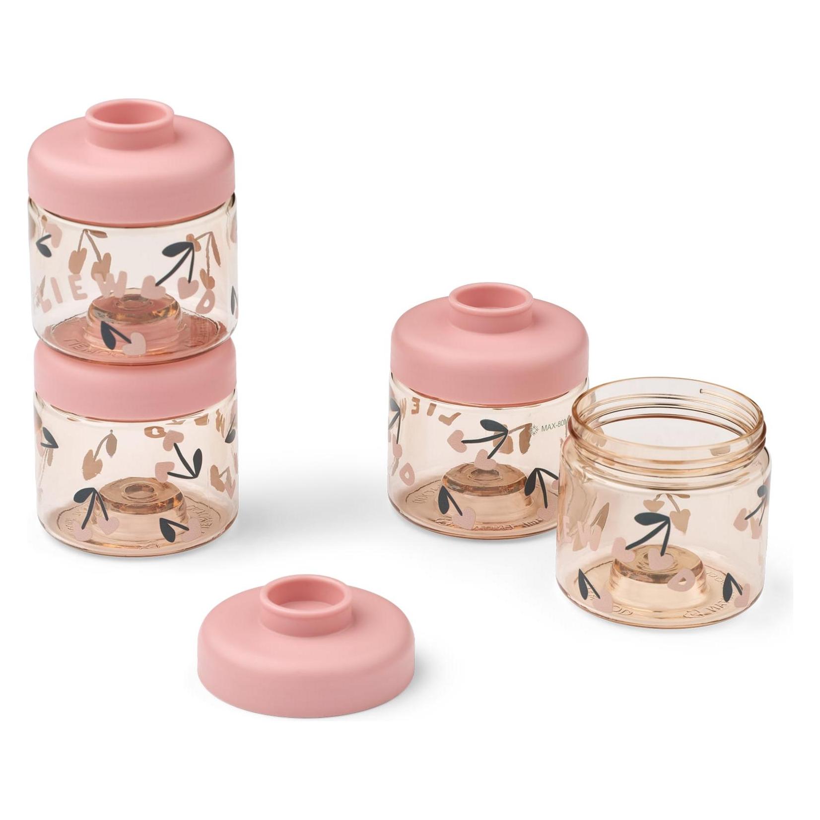 Liewood Babynahrungsboxen Dominique 4er Pack Cherry Heart Rosey (5715493557294)