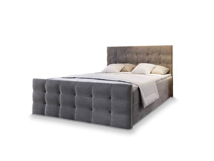 BOXBETT AMON 180x200 cm mit Matratze und Topper - Grau