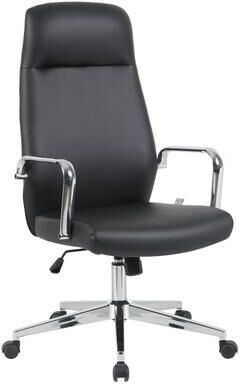 LeisureMod Flux Ergonomic Leather Office Chair - Reclining, Adjustable, Padded Headrest, Chrome Frame