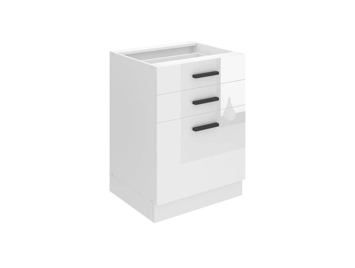 Belini élément bas de cuisine\, élément bas de cuisine largeur 60 cm. SDSZ Meuble bas de cuisine sans plan de travail. Armoire de cuisine avec tiroirs\, blanc brillant