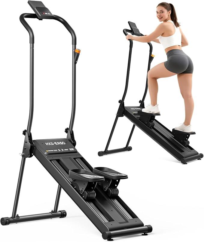 Vertikale Klettermaschine, Kreuztrainer mit LCD-Display, Steppers Faltbare Tragbares Pedal, Heimtraining, Fitnessstudio, Verstellbare Lenker