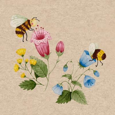 300x PAPER + DESIGN Recycling-Tissue Serviette 33 x 33 cm Bee Flowerfull 2-lagig