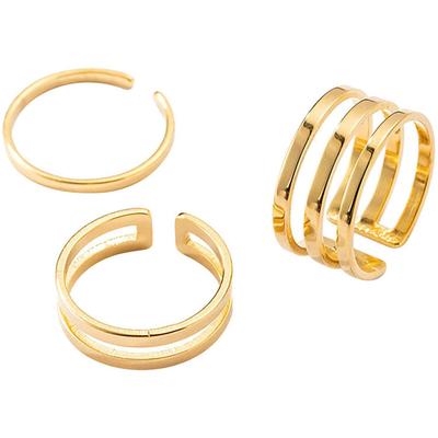 Ring-Set FIRETTI "Multipack Schmuck Geschenk Damenring", gold (gelbgoldfarben), Fingerringe, Damen, 4 g, Edelstahl, Made in Germany