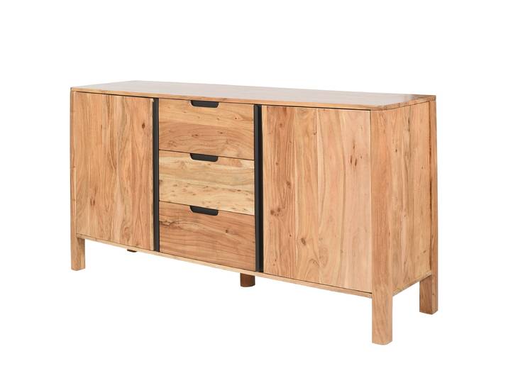 Enfilade massive 150 x 80 x 40cm Bois/Beige/Marron