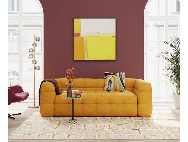 3-Sitzer Sofa Salamanca Gelb/Gelb Webstoff 240 x 70 x 107cm Modern