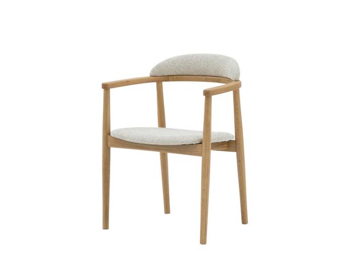 Woodek Esszimmerstuhl Elv beiger Sitz, Beige, Holz, Echtholz,Eiche, Freiform, 58x79x52 cm, Esszimmer, Stühle, Armlehnstühle