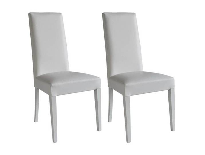 TORINO - Lot de 2 Chaises Simili Blanc et Pieds Laqués