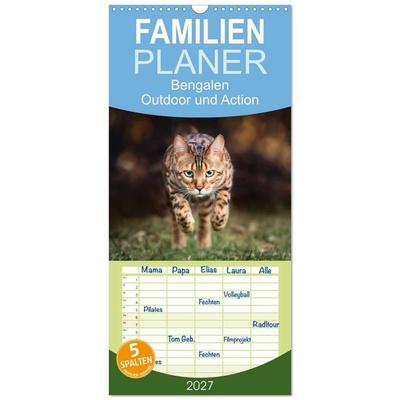 Familienplaner 2027 - Bengalen Outdoor und Action mit 5 Spalten (Wandkalender, 21 x 45 cm) CALVENDO