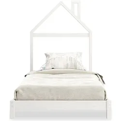 Idimex, Kinderbett, Kinderbett LIZ in Hausoptik aus Massivholz – Weiss (90 x 200 cm)