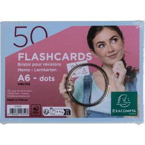 Exacompta Karteikarten Flashcards, 10352E, A6, dotted, blau, mit Ring, 50 Stück