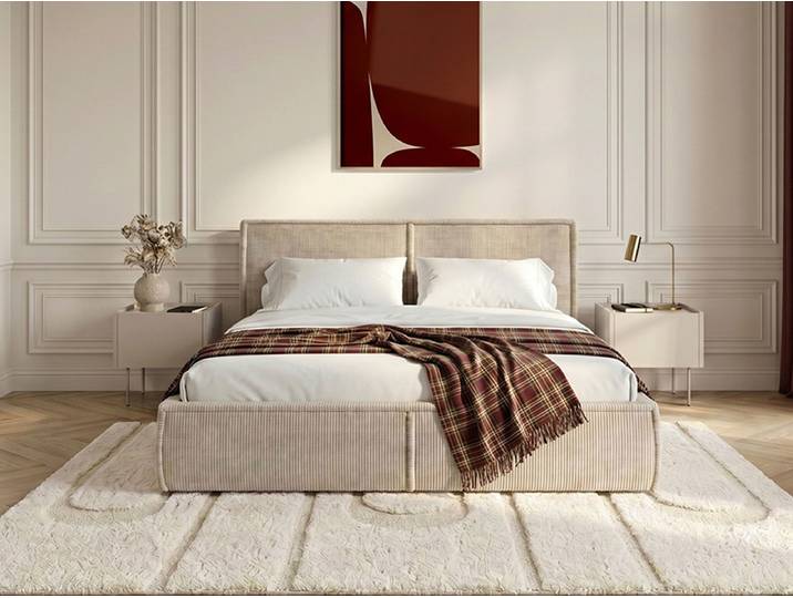 Lit coffre PALATIUM tissu velours 180x200