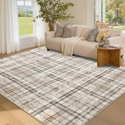 Garvee Farmhouse Geometric Tartan Area Rug