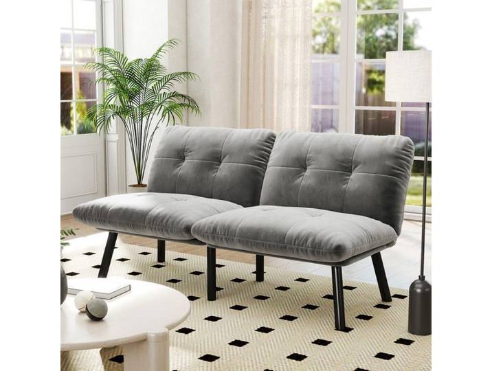 Canapé-lit moderne pliant gris-canapé Futon 2 places avec fonction de couchage lit D'invité peu encombrant
