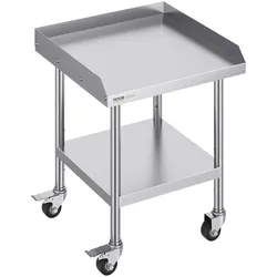 VEVOR Arbeitstisch aus Edelstahl, gewerblicher Arbeitstisch zur Lebensmittelzubereitung mit 4 Rädern, 3-seitiger Spritzschutzwand, 610 x 610 x 762 mm Arbeitstisch, Arbeitstisch für Restaurants