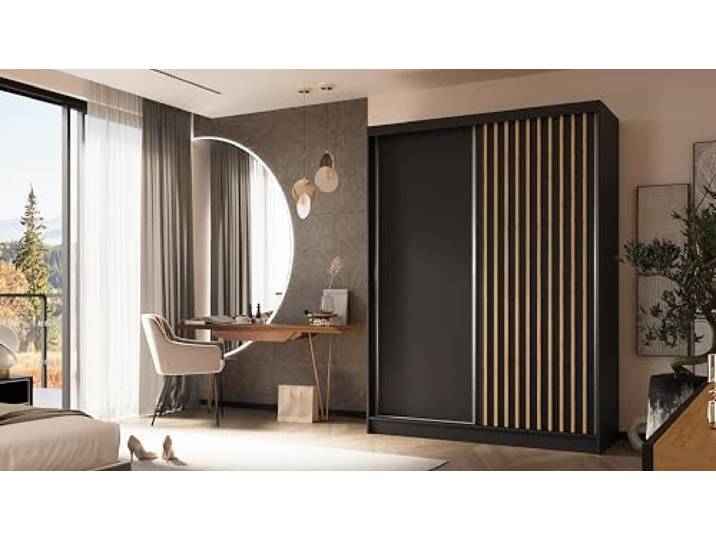 ALTDECOR Schwebetürenschrank, Kleiderschrank LABELO - 160x216 Garderobenschrank mit viel Stauraum, Vielseitiger, Schrank