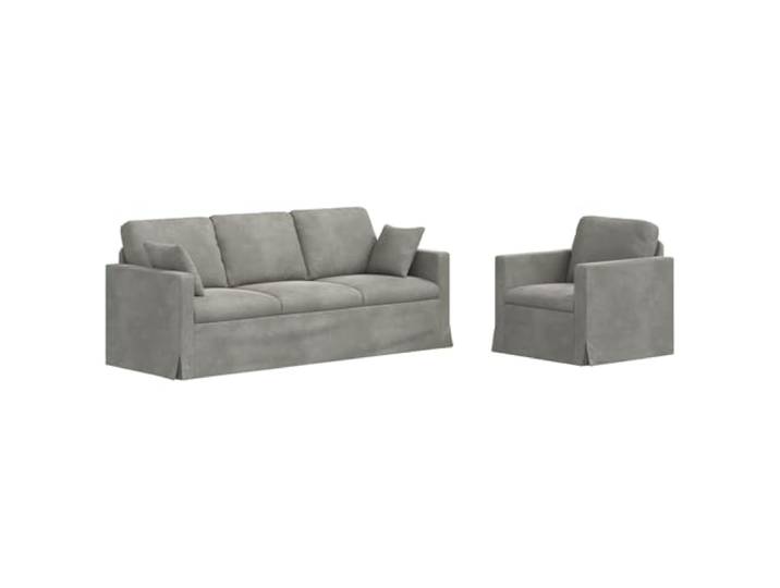Favemtsl Modulares Sofa 2er Set Samt Polstersofa Hellgrau 198x78x80 cm Flexibles 2-teiliges Samtsofa mit stabilem Metallgestell und Schaumstoffpolsterung fuer Wohnzimmer und Schlafzimmer.