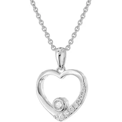 trendor 28418 Damen-Kette mit Herz-Anhänger 925 Silber, 45 cm