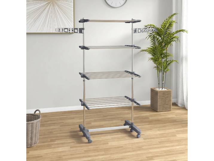 HOMCOM Séchoir Linge 4 Niveaux Gris