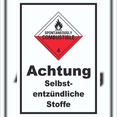 HB-Druck Schild Selbstentzündliche Stoffe Spotaneously Combustible hochkant A4 (210x297mm)