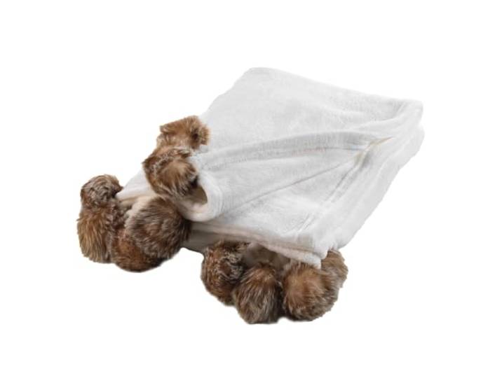 Douceur d'Intérieur\, Plaid à Pompons (125 x 150 cm) Snowy Naturel\, Flanelle