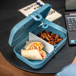 Koziol Pascal L Lunchbox mit Trennsteg nature flower blue