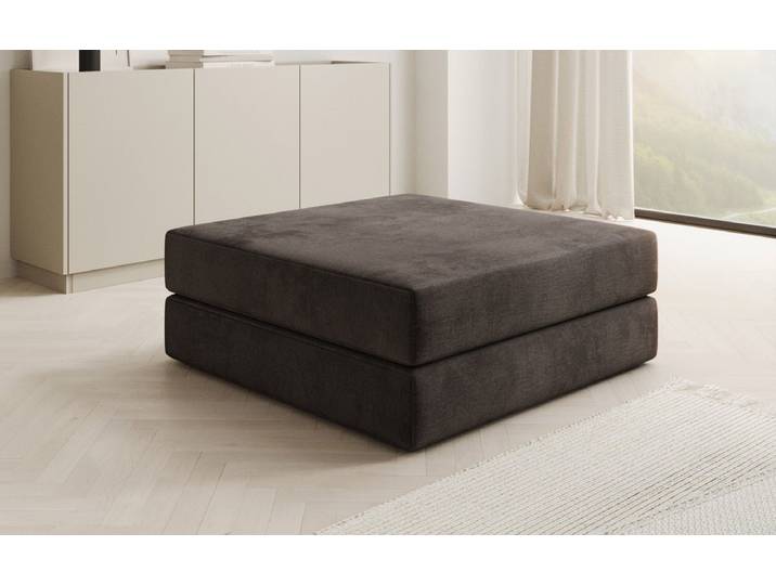 Beistellhocker Lazy in Samt - Dunkelbraun - Samt - Luxusbetten24