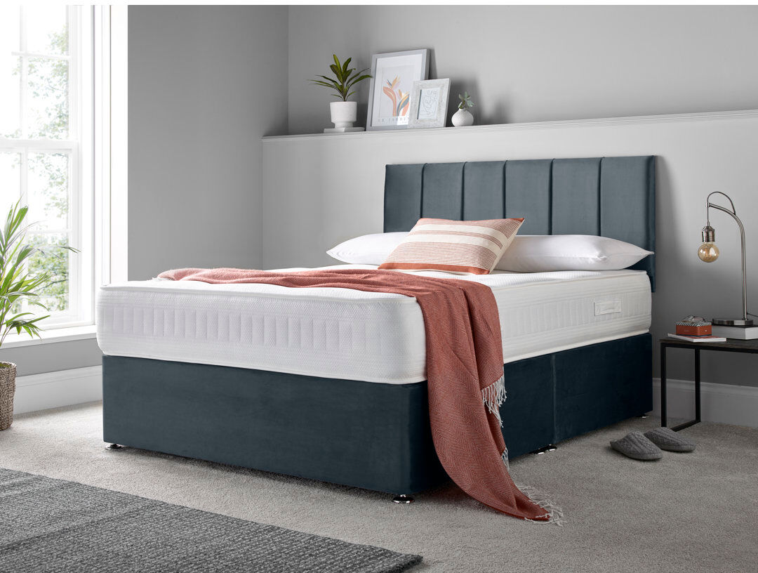 17 Stories Makelah Upholstered 4 Drawers Divan Bed with Mattress Steel Double (4"6)
