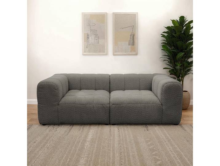Big-Sofa, Polyester, Grau (Graphite), 220×113×72 cm, Taschenfederkern & Kassettensteppung, Modern, Domo-Collection