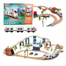 Lean Toys Elektrische Eisenbahn-Set "Dinosaurierpark" mit Licht und Sound, 76 cm (66237483)