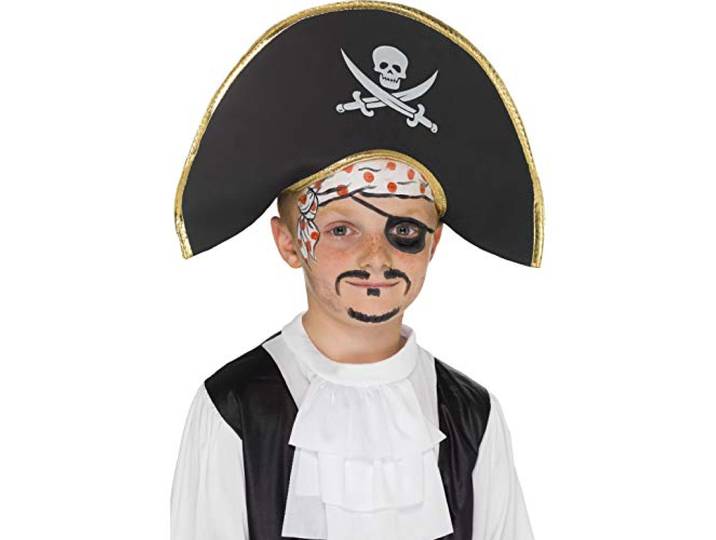 Smiffys Pirate Captain Hat, Black