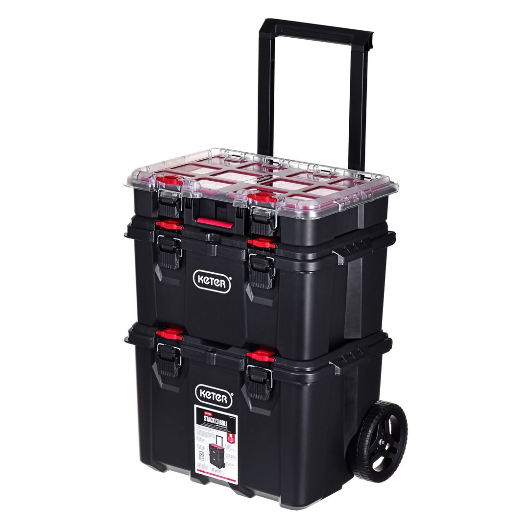 Keter Stack´n´roll mobiel gereedschapsboxsysteem, H x B x D: 93 x 52,5 x 41,1 cm
