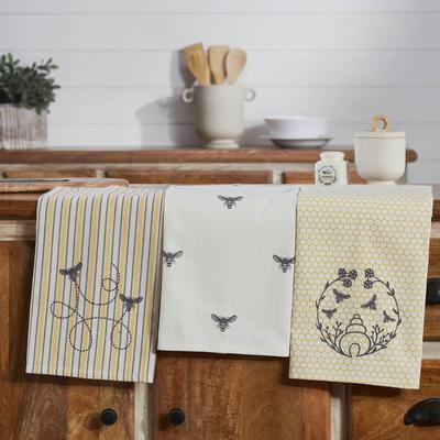 VHC Brands Buzzy Bees Tea Towel Set of 3 19x28