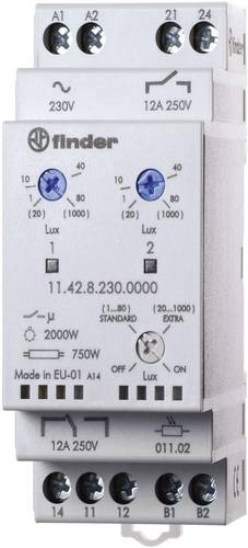Finder Dämmerungsschalter 1 St. 11.42.8.230.0000 Betriebsspannung:230 V/AC Empfindlichkeit Licht: 1, 20 - 80, 1000 lx, lx 1 Wechsler, 1 Schließer
