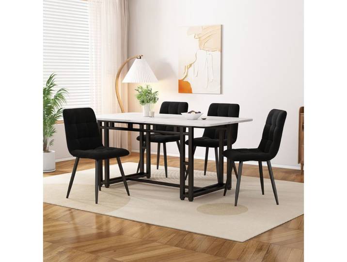 SENVIRO ensemble de salle à manger contemporain table et quatre chaises 120x70cm noir