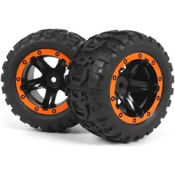 Blackzon Slyder MT Wheels/Tires Assembled (Black/Orange)